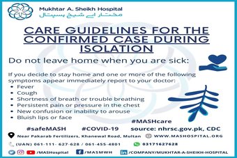 Care guidelines for the confirmed case during isolation.